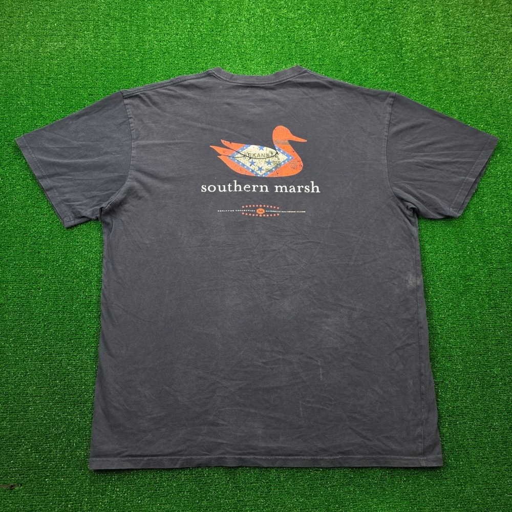 Southern Marsh Arkansas Heritage Collection Flag Duck Pocket Tshirt Mens XL Navy